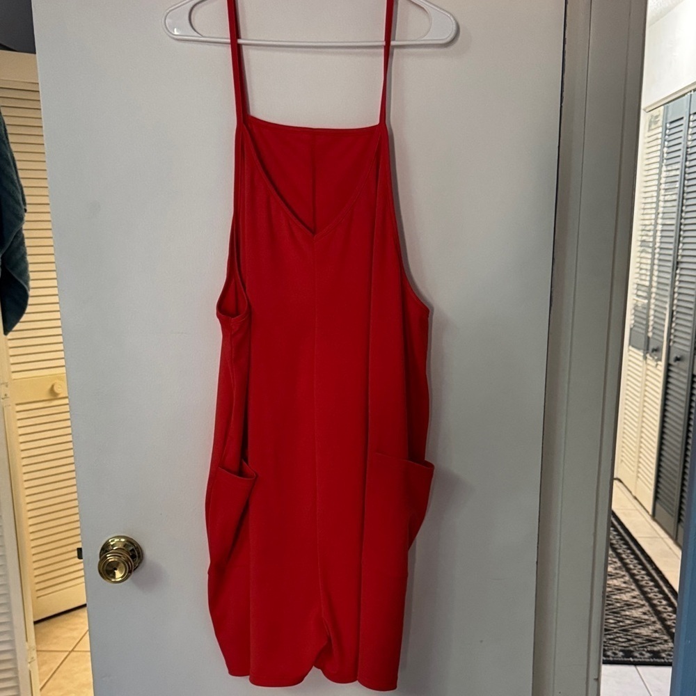 Red Sleeveless Jumpsuit
